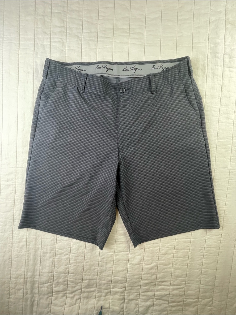 Ben Hogan Men's Gray Striped Casual Hybrid Shorts 36